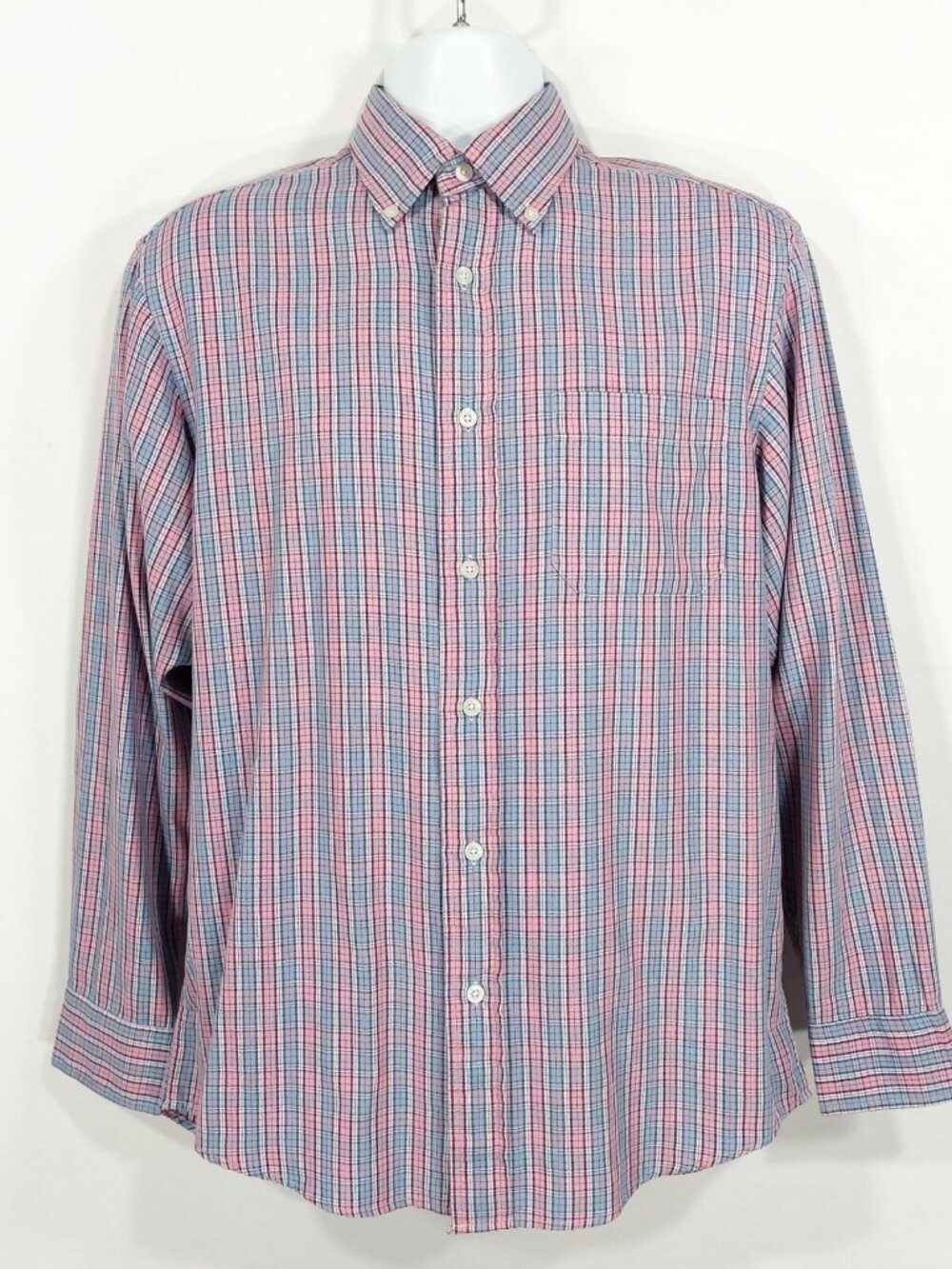 Pendleton Shirt Mens Small Blue/Pink Oxford Cloth Long Sleeve Button Down Cotton